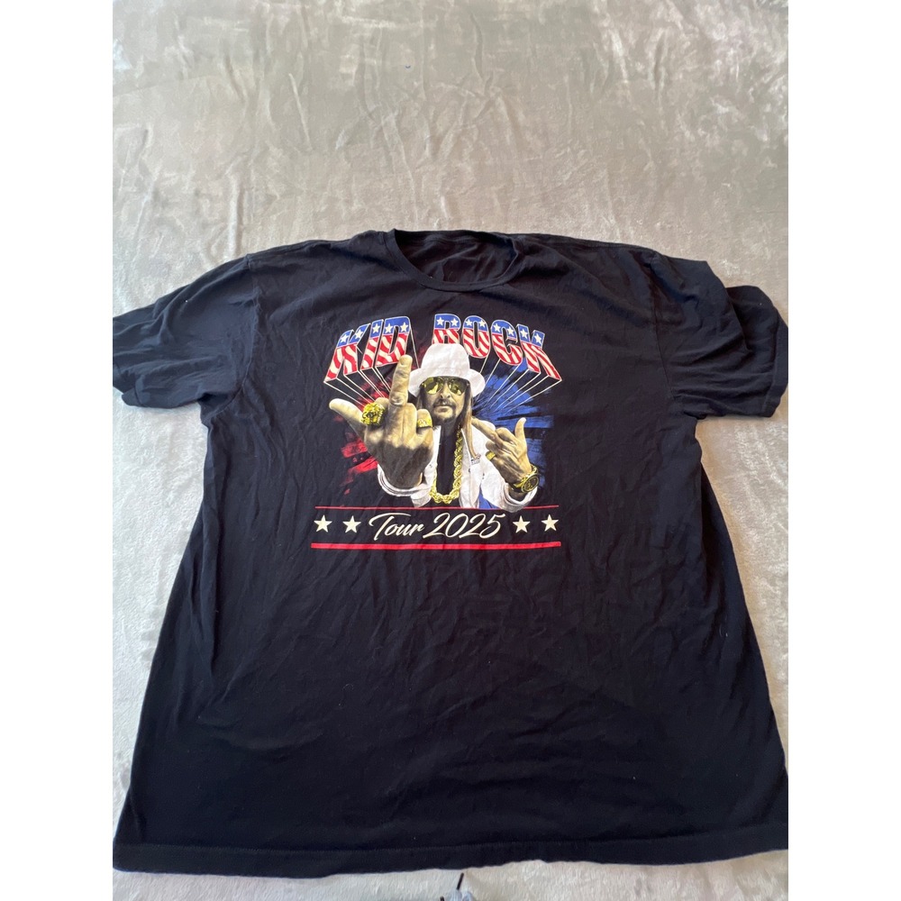 Kid Rock T-Shirt Mens 2XL Black Tour 2025 Concert Graphic Short Sleeve Tee